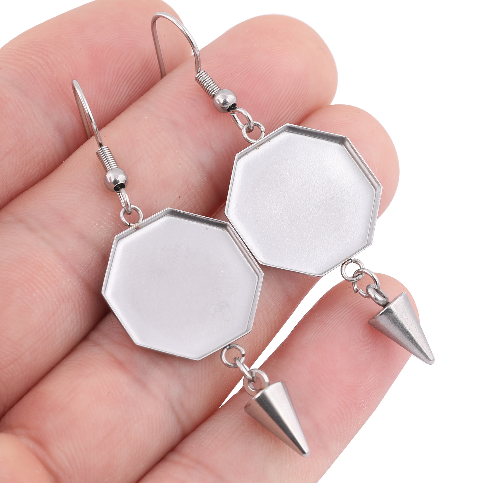 18 Gauge Brad Nails Stainless Steel - Boucles d'oreilles hexagonales cabochon en acier
