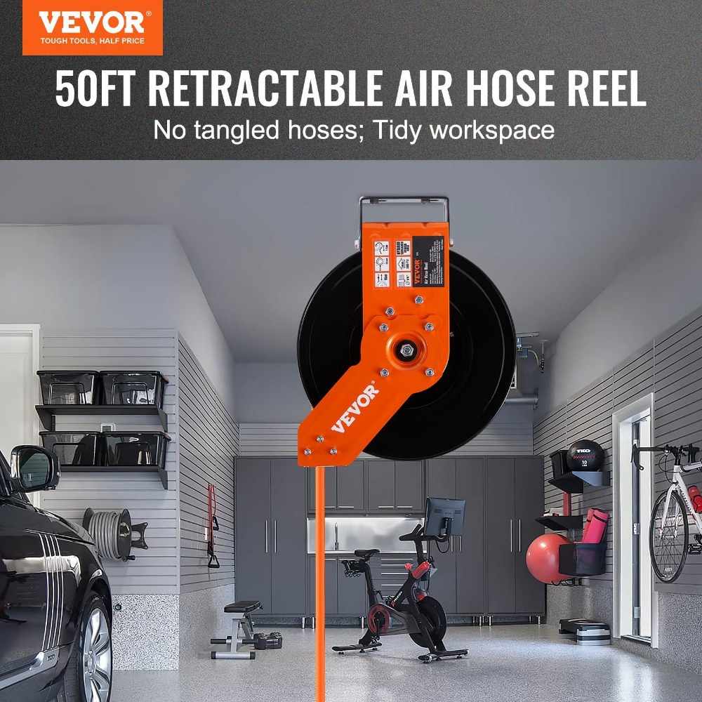 Enrouleur de tuyau d'air rétra - Air Compressor Air Hose 3/8 Hybrid 50Ft avis et prix
