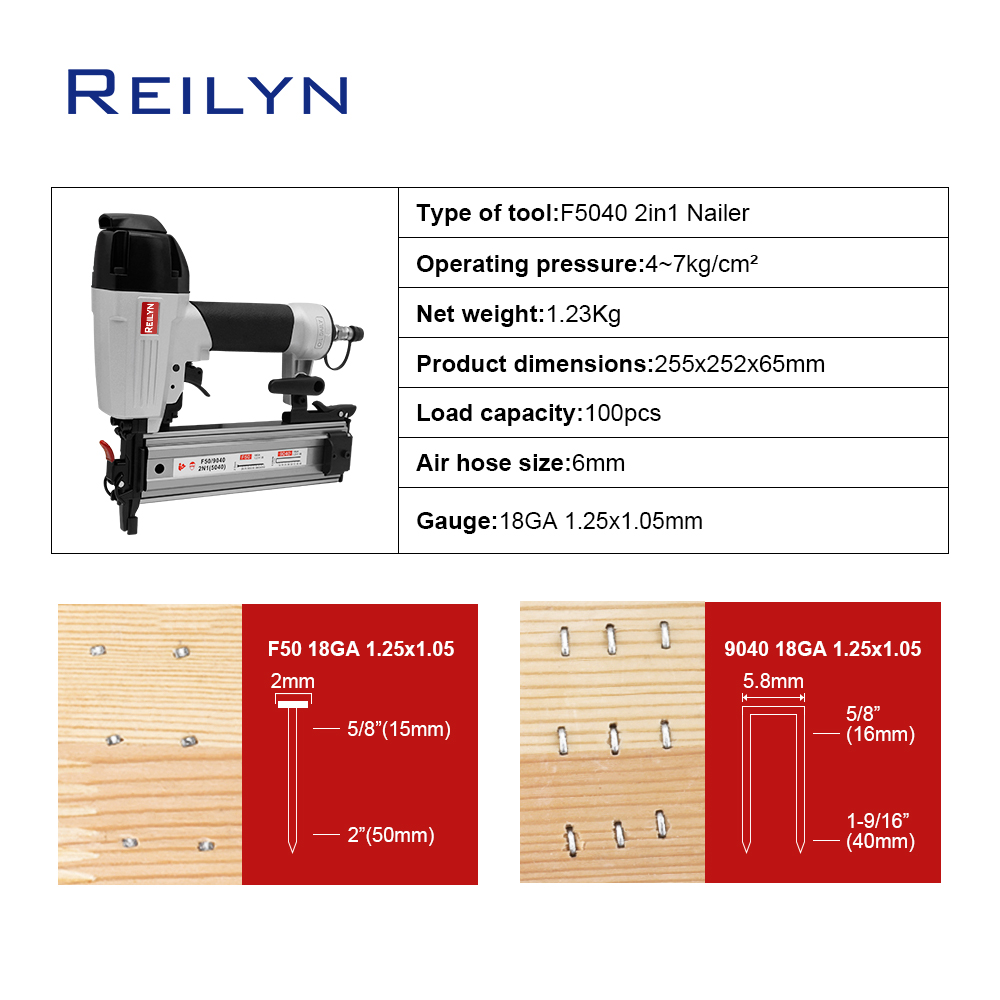 Reilyn, cloueuse pneumatique 2 - Pneumatic Flooring Nailer Stapler 2 In 1 avis et prix